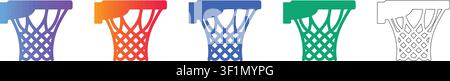 Set di icone di canestro da basket in stili sfumato e arte lineare vol 30720 Illustrazione Vettoriale