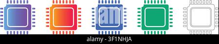 Icone di processore CPU per computer in sfumatura e contorno vol 32278 Illustrazione Vettoriale