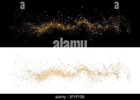 Elemento di design astratto scintillante in oro lucido. Per il nuovo anno, buon Natale, biglietti d'auguri Illustrazione Vettoriale