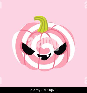 Zucca lanterna Jack o a forma di lecca-lecca a spirale rosa Illustrazione Vettoriale