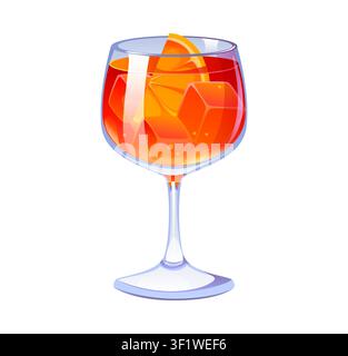 Bicchiere da cocktail Aperol Spritz, bevanda alcolica da festa Illustrazione Vettoriale