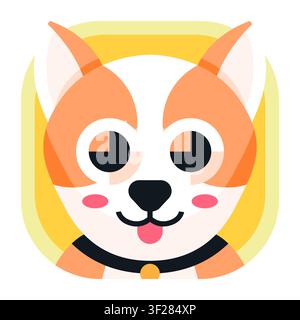 Icona Corgi, Cane, Animali domestici, Animale, Carino, Illustrazione, Cucciolo, Razza Illustrazione Vettoriale