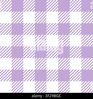 Moderno motivo geometrico a scacchiera senza cuciture con quadrati lavanda e strisce diagonali viola. Foto Stock