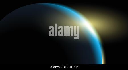 Sfondo vettoriale astratto con luci blu eclissi solari: Illustrazione vettoriale moderna con un'eclissi solare drammatica e corona luminosa Illustrazione Vettoriale