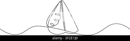 Disegno continuo a una linea di frutto di anguria in uno stile vettoriale minimalista a contorno Illustrazione Vettoriale