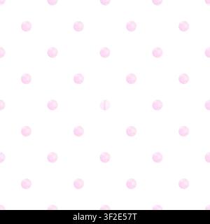 Modello senza cuciture ad acquerello con punti rosa morbidi su sfondo bianco. Design classico semplice ed elegante per stampe tessili, abbigliamento per bambini, imballaggi Foto Stock