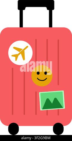 Valigia da viaggio con ruote Illustrazione UI – Icona moderna per bagagli per vacanze e viaggi d'affari Illustrazione Vettoriale