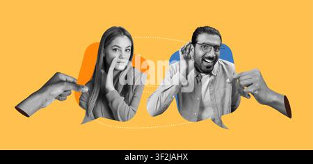 Due professionisti diversi impegnati in una conversazione, concetto di comunicazione espressiva Foto Stock