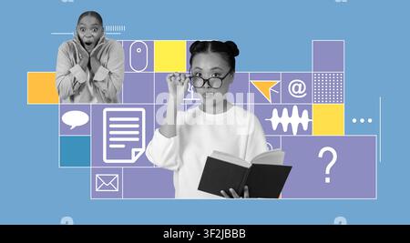 Studentessa asiatica concentrata che legge un libro e prende appunti in ufficio, concetto educativo Foto Stock
