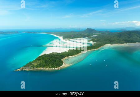 Vista aerea della spiaggia di Whitehaven sulla Grande Barriera Corallina, Australia. Foto Stock