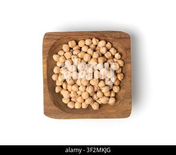Ceci isolati, pila di ceci, frutti secchi di Cicer arietinum, legume crudo di grammo del Bengala, ceci, semi commestibili di piselli egiziani su sfondo bianco t Foto Stock