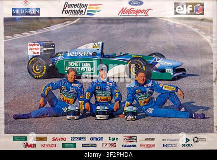 1994 Piloti Mild Seven Benetton Ford JJ Lehto, Michael Schumacher e Jos Verstappen, padre del futuro campione di F1 Max Verstappen Foto Stock