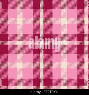Camicia da donna a motivo scozzese senza cuciture. Texture a quadri vettoriali in tartan nei colori rosa. Design di tessuto scozzese per tovaglia, camicia di flanella Illustrazione Vettoriale