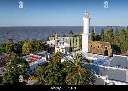 Veduta aerea del faro di Colonia, Uruguay, Sud America Foto Stock