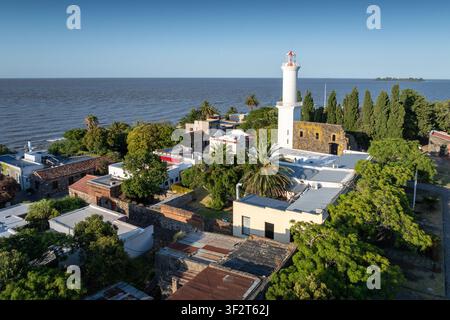 Veduta aerea del faro di Colonia, Uruguay, Sud America Foto Stock