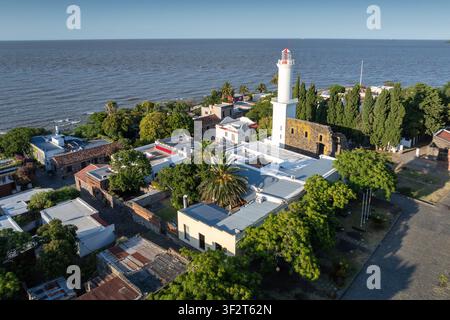 Veduta aerea del faro di Colonia, Uruguay, Sud America Foto Stock