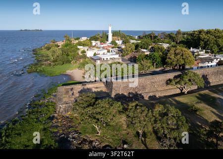 Veduta aerea del faro di Colonia, Uruguay, Sud America Foto Stock