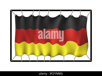 Bandiera della Germania. Banner realistico su corde isolato su sfondo bianco. Illustrazione vettoriale Illustrazione Vettoriale