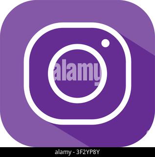 Icona semplice Instagram viola in stile piatto isolata su sfondo trasparente. PNG vettoriale editoriale Illustrazione Vettoriale