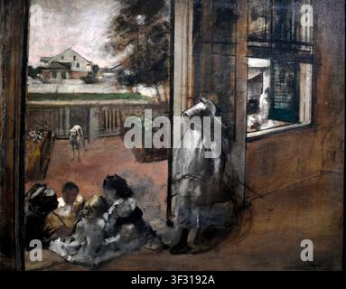 Cortile di una casa, New Orleans (Schizzo) (Cour d'une maison (Nouvelle-Orléans, esquisse)), dipinto nel 1873 dall'artista francese Edgar Degas (1834–1917). Foto Stock