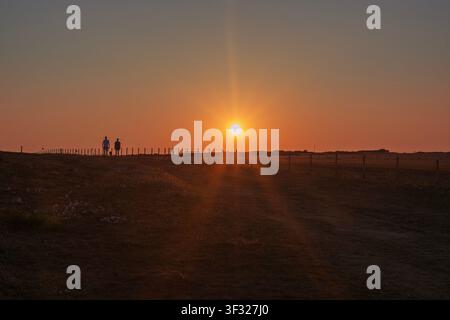 Seven Sisters Country Park, South Downs National Park, Seaford, al tramonto, East Sussex, Inghilterra Foto Stock