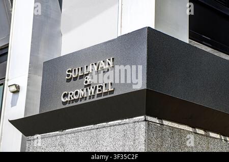Sullivan & Cromwell, LLP, sede centrale, dettaglio esterno dell’edificio, 125 Broad Street, Financial District, Manhattan, New York City, New York Foto Stock