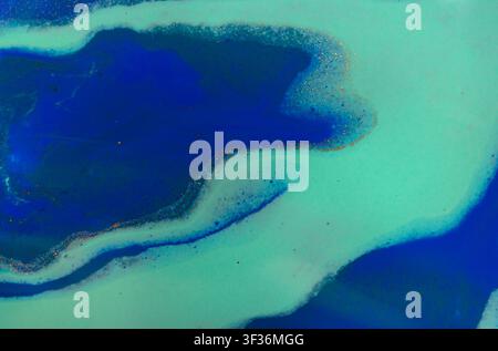 Sfondo di agata blu onda astratta. Opera originale disegnata a mano con inchiostro su carta Foto Stock