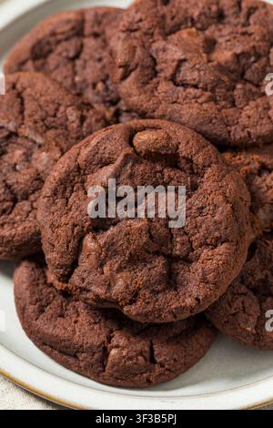Biscotti fatti in casa con doppio cioccolato e latte intero per dessert Foto Stock