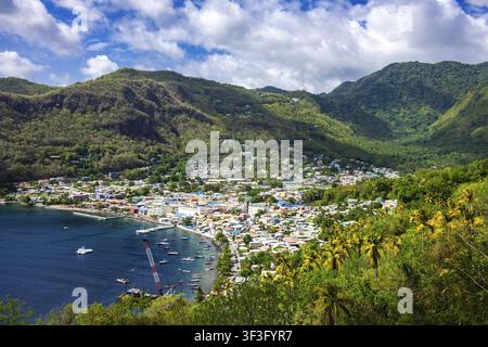 Città di Soufriere, Saint Lucia, Piccole Antille, Indie Occidentali, Caraibi Foto Stock