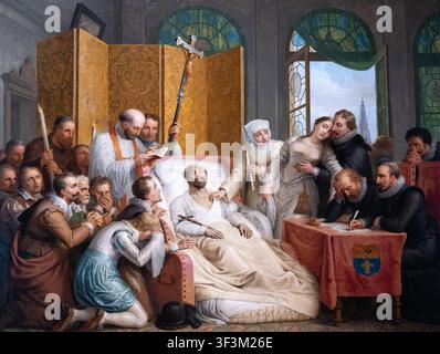 Mattheus Ignatius van Bree "La morte di Rubens" 1827; pittore belga di pittura storica del XIX secolo; dipinto a olio del 1800 Foto Stock