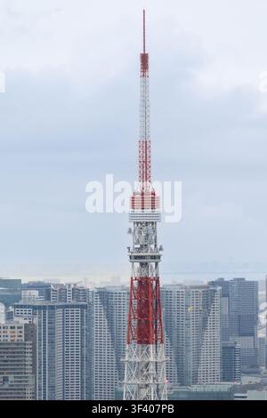 Tokyo, Giappone – 15 aprile 2026: La Torre di Tokyo, Minato e il paesaggio urbano della città al tramonto Foto Stock