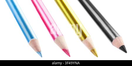 Matite nei colori CMYK isolate su bianco Foto Stock