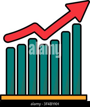 Icona del grafico a barre che simboleggia l'analisi aziendale, la crescita finanziaria, la misurazione delle prestazioni, le statistiche e la visualizzazione dei dati per i progetti di reporting Illustrazione Vettoriale