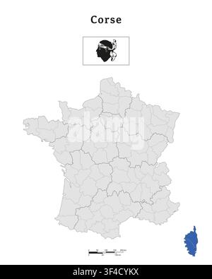 Mappa della regione francese della Corsica Foto Stock