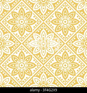 Modello floreale astratto monocromatico, colori pastello attenuati – giallo senape e bianco, illustrazione vettoriale senza cuciture Illustrazione Vettoriale