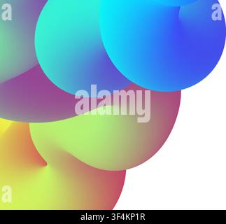 Forme fluide colorate a sfumatura che creano una spirale astratta e curve ondulate su un lato Illustrazione Vettoriale