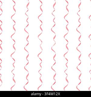 Modello senza cuciture di nastri festivi rosa. Illustrazione vettoriale in colori pastello morbidi in stile piatto. Sfondo minimalista di nastri per compleanno Illustrazione Vettoriale