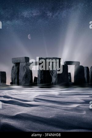 REGNO UNITO - WILTSHIRE: Inverno al Stonehenge preistorico Foto Stock