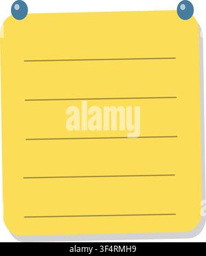 Illustrazione vettoriale di blocco note adesivo giallo isolato su sfondo bianco Illustrazione Vettoriale