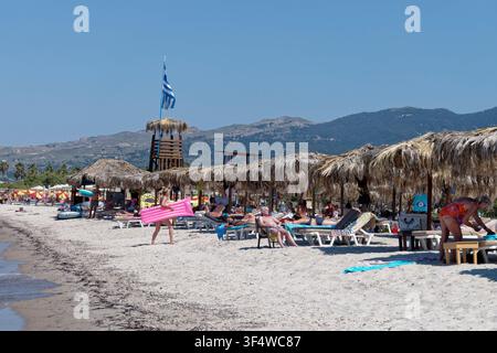 Spiaggia di Tigaki, isola di Kos, isole Dodecaneso, Grecia Foto Stock