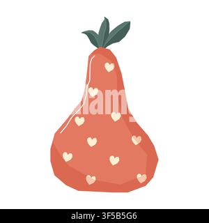 Simpatica illustrazione vettoriale di zucca decorativa con motivo a cuore isolata su sfondo bianco Illustrazione Vettoriale