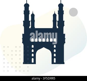 Il Charminar - Hyderabad, Telangana - Illustrazione stock come file EPS 10 Illustrazione Vettoriale