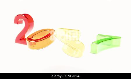 Testo in vetro colorato 2027 nuovo sfondo rendering 3D Foto Stock