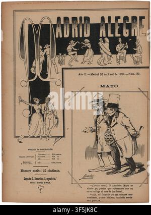 Spagna. Copertina della rivista Madrid Alegre, aprile 1890. Disegni di Mecachis. Foto Stock