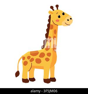 Illustrazione vettoriale a cartone animato di giraffa carina isolata su sfondo bianco Illustrazione Vettoriale