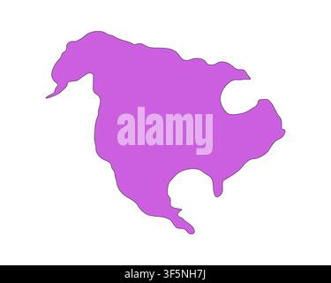 Silhouette della mappa del continente nordamericano clip art 2D in stile cartone animato Illustrazione Vettoriale