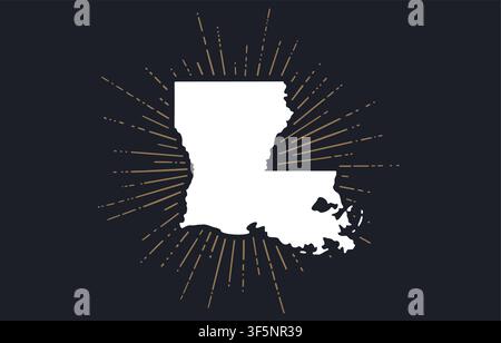 USA, Stato della Louisiana. Mappa vintage della Louisiana Illustrazione Vettoriale