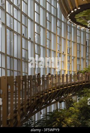 Chongqing, Cina - 8 giu 2026 - Immerso in una luce naturale soffusa che si riversa attraverso una facciata in vetro che si innalza, l'interno del centro commerciale The Ring di Chongqing Foto Stock