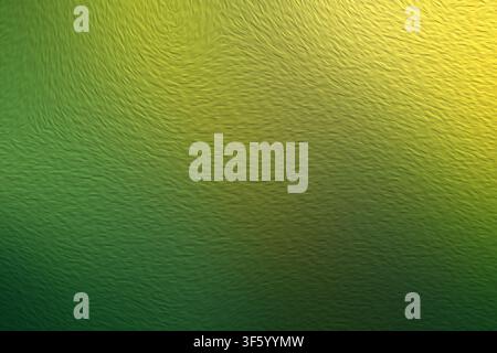 Uno sfondo astratto vivace con una sfumatura dal verde profondo al giallo brillante, caratterizzato da un effetto superficiale vorticoso e texture. Foto Stock