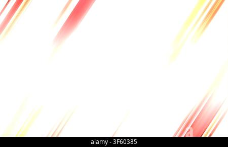 Sfondo astratto con strisce diagonali di luce rossa e gialla, che creano un senso di velocità e movimento, isolato su uno sfondo bianco pulito. Foto Stock